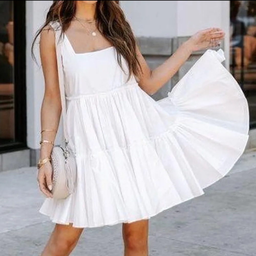 MABLE flowy white tiered white dress size Small